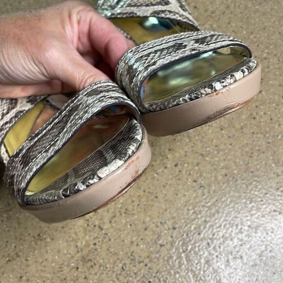Coach Kensington Snake Print Ankle Wrap Platform Heeled Sandals 8.5 Nude, Taupe - Picture 10 of 12